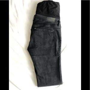 Black maternity skinny jeans with full belly band